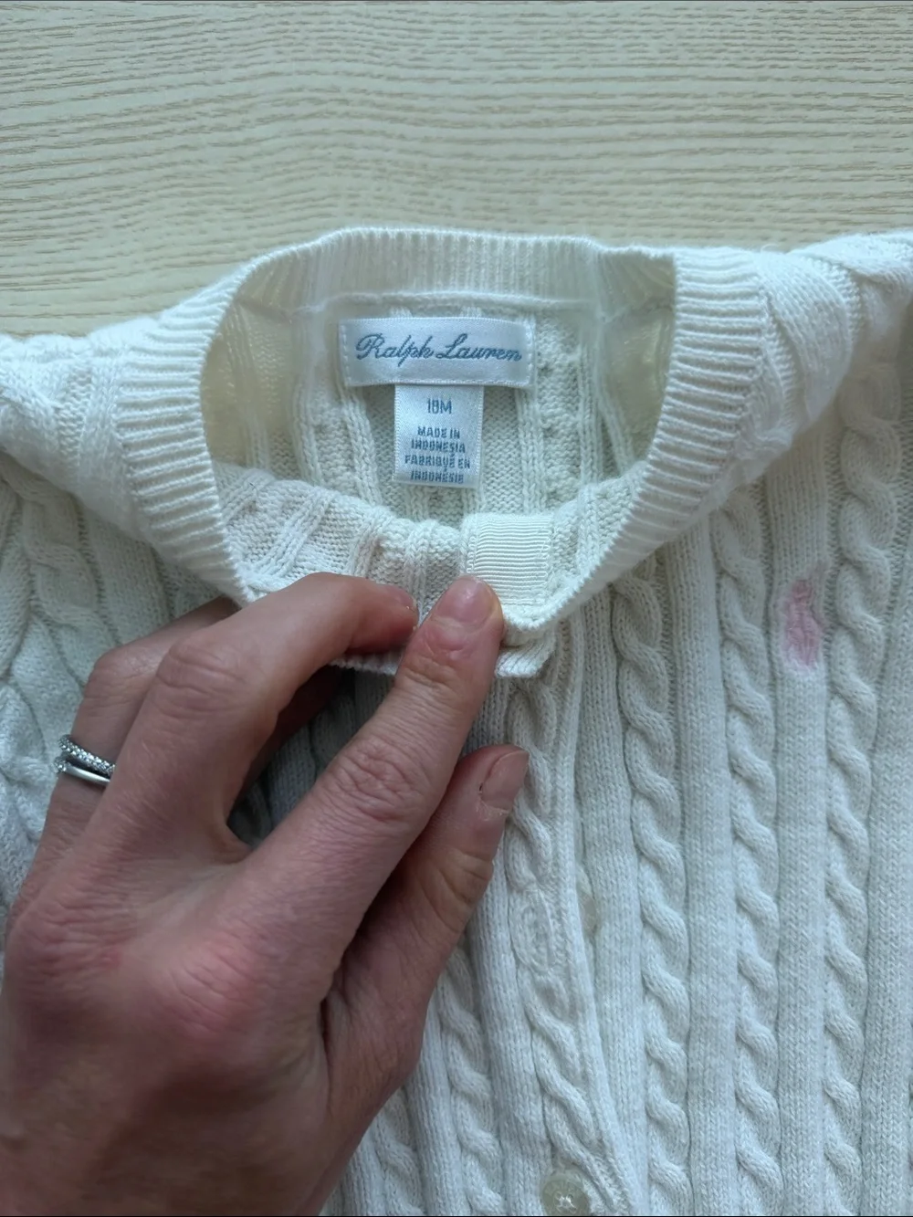 Ralph Lauren Girls Cable-Knit Cardigan Set - White & Bright Pink